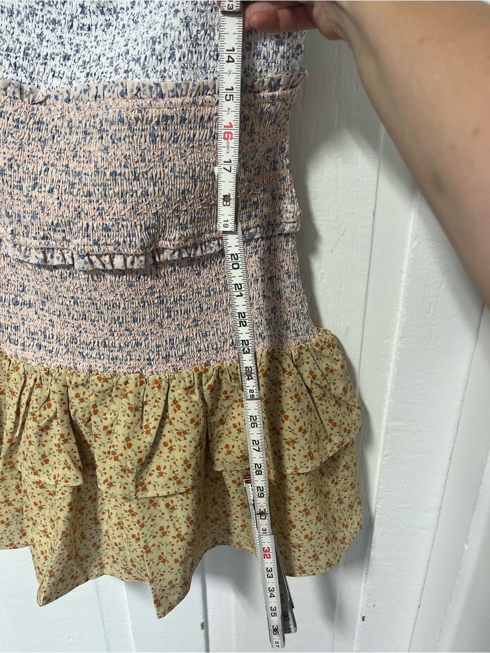 NWT Anthropologie Free the Roses Sleeveless smocked Floral mini dress Med - Picture 8 of 9